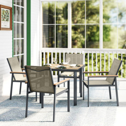 Outsunny 4 Seater Khaki Garden Dining Set - Wilko - thumbnail 5