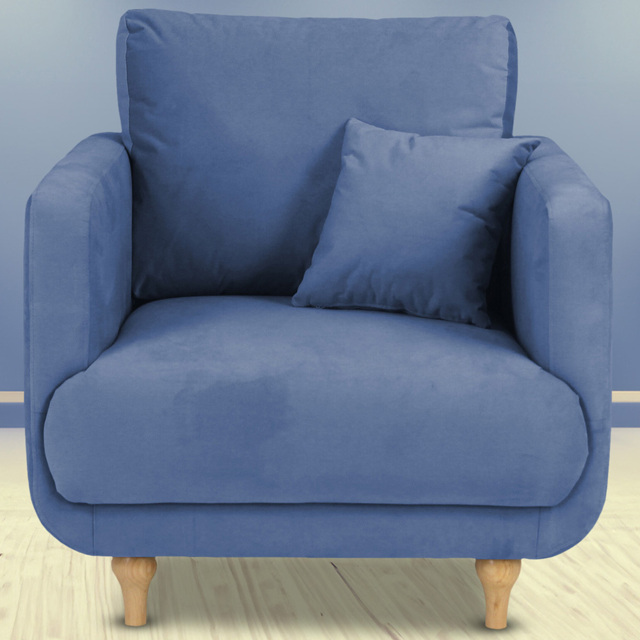 Safa Blue Fabric Armchair - Size: Single - Wilko - image 1