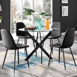 Furniturebox Arona Solara 4 Seater Round Dining Set Black - Wilko - thumbnail 1