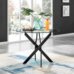 Furniturebox Arona Solara 4 Seater Round Dining Set Black - Wilko - thumbnail 4