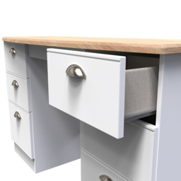 Crowndale Victoria 6 Drawer White Ash and Oak Computer Desk - Size: 41.5 x 127.5 x 79.5cm - Wilko - thumbnail 7