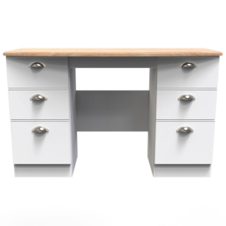 Crowndale Victoria 6 Drawer White Ash and Oak Computer Desk - Size: 41.5 x 127.5 x 79.5cm - Wilko - thumbnail 3