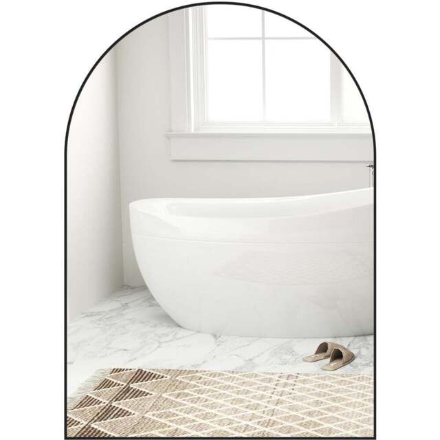 HOMCOM Black Arch Wall Mirror with Steel Frame 50 x 70cm - Size: 70.0 cm x 2.5 cm x 50.0 cmcm - Wilko - image 1