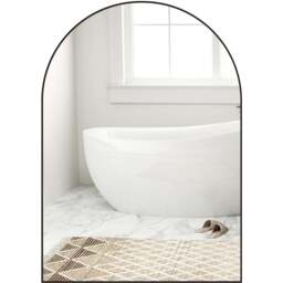 HOMCOM Black Arch Wall Mirror with Steel Frame 50 x 70cm - Size: 70.0 cm x 2.5 cm x 50.0 cmcm - Wilko