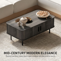 HOMCOM 2 Door Grey Coffee Table with Sliding Doors - Size: 40 x 55 x 100cm - Wilko - thumbnail 6