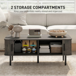 HOMCOM 2 Door Grey Coffee Table with Sliding Doors - Size: 40 x 55 x 100cm - Wilko - thumbnail 7