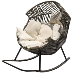 Obasyhig Oversized Grey PE Rattan Rocking Chair with Thick Cushion - Size: 88 x 70 x 45cm - Wilko - thumbnail 3
