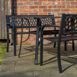 Samuel Alexander 4 Seater Glass Top Garden Dining Table with Bench - Black - Wilko - thumbnail 7