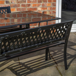 Samuel Alexander 4 Seater Glass Top Garden Dining Table with Bench - Black - Wilko - thumbnail 5