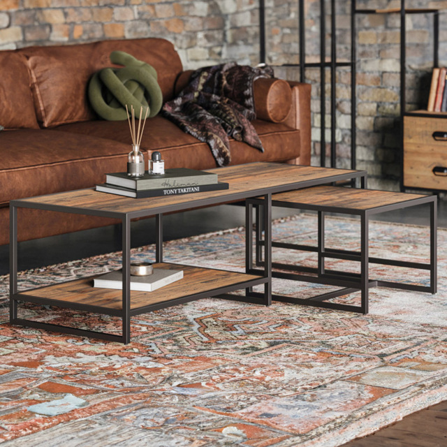 Baumhaus Ooki Coffee Table with Nesting Side Table - Brown - Wilko - image 1
