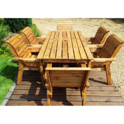 Charles Taylor Solid Wood 6 Seater Rectangular Outdoor Dining Set with Red Cushions - Wilko - thumbnail 5