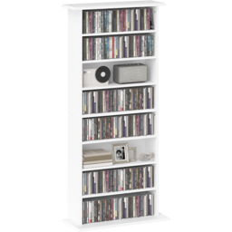 HOMCOM 8 Shelf White CD Storage Unit - Size: 126.3 cm x 24.0 cm x 58.0 cmcm - Wilko - thumbnail 3