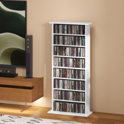 HOMCOM 8 Shelf White CD Storage Unit - Size: 126.3 cm x 24.0 cm x 58.0 cmcm - Wilko - thumbnail 4