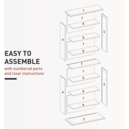 HOMCOM 8 Shelf White CD Storage Unit - Size: 126.3 cm x 24.0 cm x 58.0 cmcm - Wilko - thumbnail 6