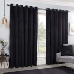 Divante Vermont Black Velvet Blackout Curtains 229cm - Size: W 228 x D 168cm - Wilko - thumbnail 7