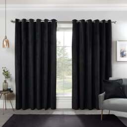 Divante Vermont Black Velvet Blackout Curtains 229cm - Size: W 228 x D 168cm - Wilko - thumbnail 3