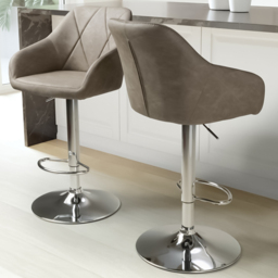 Shankar Serena Mink Leather Bar Stool Set of 2 - Cream - Wilko