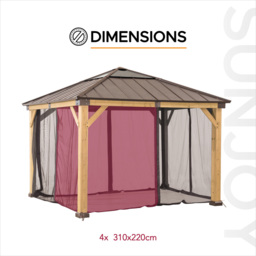 Sunjoy 3.3 x 3.3m Khaki Accessory Netting for Cedar Wood Gazebo (Gazebo Not Include) - Size: 216 x 280.5 x 280.5cm - Brown - Wilko - thumbnail 6