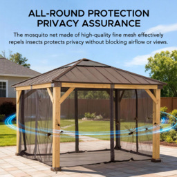 Sunjoy 3.3 x 3.3m Khaki Accessory Netting for Cedar Wood Gazebo (Gazebo Not Include) - Size: 216 x 280.5 x 280.5cm - Brown - Wilko - thumbnail 5