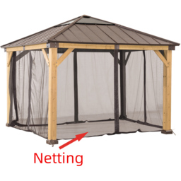 Sunjoy 3.3 x 3.3m Khaki Accessory Netting for Cedar Wood Gazebo (Gazebo Not Include) - Size: 216 x 280.5 x 280.5cm - Brown - Wilko - thumbnail 3