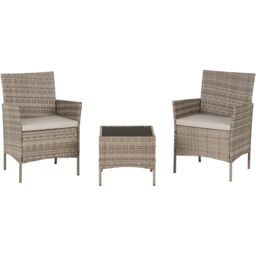 Seconique Willow 2 Seater Grey Fabric Rattan Black Glass Garden Set - Multi - Wilko - thumbnail 4