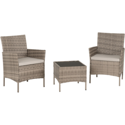 Seconique Willow 2 Seater Grey Fabric Rattan Black Glass Garden Set - Multi - Wilko - thumbnail 3