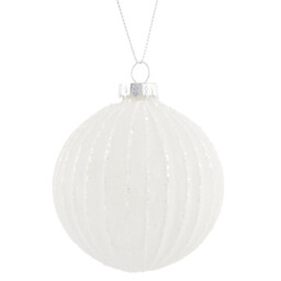 Glitter Striped Bauble White - White - Size: 1 Piece - Wilko