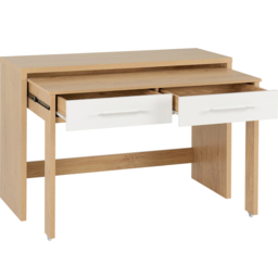 Seconique Seville White Gloss Light Oak Effect Veneer 2 Drawer Slider Desk - Size: 47 x 120 x 83cm - Wilko - thumbnail 5