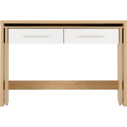 Seconique Seville White Gloss Light Oak Effect Veneer 2 Drawer Slider Desk - Size: 47 x 120 x 83cm - Wilko - thumbnail 6