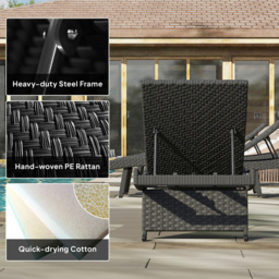Outsunny Black Rattan 4 Position Adjustable Sun Lounger - Size: 41 x 60 x 195cm - Wilko - thumbnail 5