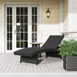 Outsunny Black Rattan 4 Position Adjustable Sun Lounger - Size: 41 x 60 x 195cm - Wilko - thumbnail 4