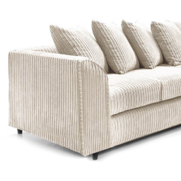Luxor 5 Seater Cream Jumbo Cord Scatter Back L Shaped Corner Sofa Set - Wilko - thumbnail 6