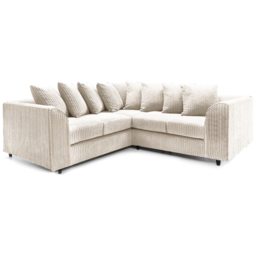 Luxor 5 Seater Cream Jumbo Cord Scatter Back L Shaped Corner Sofa Set - Wilko - thumbnail 3