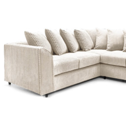 Luxor 5 Seater Cream Jumbo Cord Scatter Back L Shaped Corner Sofa Set - Wilko - thumbnail 4