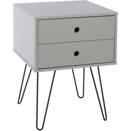Telford 2 Drawer Light Grey Metal Legs Bedside Table - Wilko - thumbnail 4