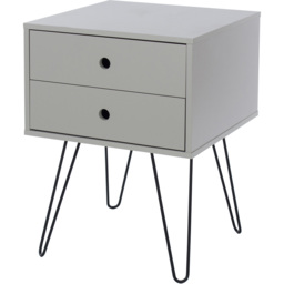 Telford 2 Drawer Light Grey Metal Legs Bedside Table - Wilko - thumbnail 3