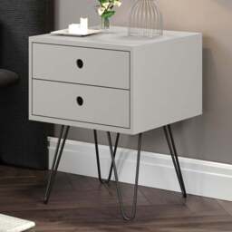 Telford 2 Drawer Light Grey Metal Legs Bedside Table - Wilko - thumbnail 1