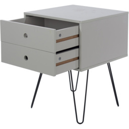 Telford 2 Drawer Light Grey Metal Legs Bedside Table - Wilko - thumbnail 5