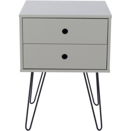 Telford 2 Drawer Light Grey Metal Legs Bedside Table - Wilko - thumbnail 6