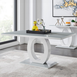 Furniturebox Lucia Solara 6 Seater Dining Set Grey Gloss Cappuccino and Chrome - Brown - Wilko - thumbnail 3