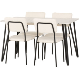 Seconique Marlow and Sheldon 4 Seater Dining Set White Marble and Ivory Boucle Fabric - White Marble/Ivory Boucle Fabric - Wilko - thumbnail 3