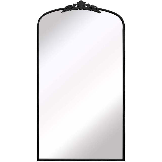 The Crown Black Arched Metal Leaner Wall Mirror 174 x 96cm - MirrorOutlet - Wilko - image 1
