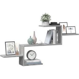 vidaXL 104 x 15 x 49cm Grey Sonoma Oak Wall Shelf - Size: 49 x 15 x 104cm - Wilko - thumbnail 3