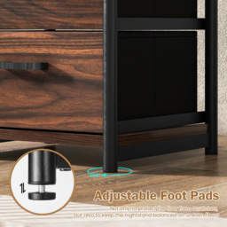 Costway 2 Drawer Single Shelf Rustic Brown Metal Frame Bedside Table - Wilko - thumbnail 7