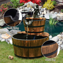 Costway Wooden Water Pump Fountain - Size: 46 x 46 x 26cm - Multi - Wilko - thumbnail 4