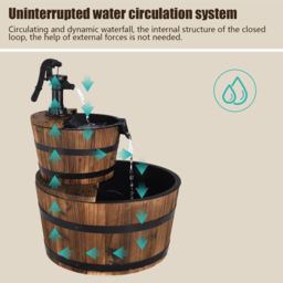 Costway Wooden Water Pump Fountain - Size: 46 x 46 x 26cm - Multi - Wilko - thumbnail 5