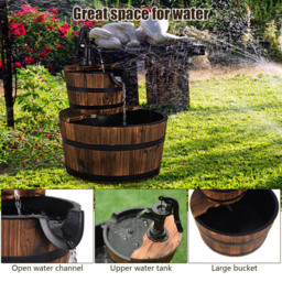 Costway Wooden Water Pump Fountain - Size: 46 x 46 x 26cm - Multi - Wilko - thumbnail 7