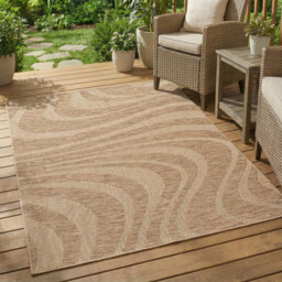 Wave Indoor and Outdoor Rug Natural 170cm - Wilko - thumbnail 2