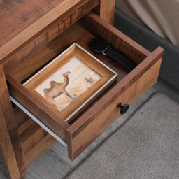 FurnitureHMD 3 Drawer Industrial Style Wooden Bedside Table Set of 2 - Brown - Wilko - thumbnail 4