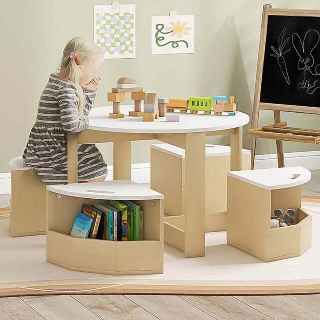 AIYAPLAY 5 Piece White Kids Table and Chairs Set - Size: 49 x 78 x 78cm - Wilko - image 1